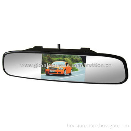 Car Rear-view Mirror Monitor, 4.3-inch, with Clip-on Bracket, 2W Power Consumption, 12-24V Power